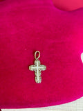 De-Ani Sterling Silver Rhodium-Plated Polished Lace Border Latin Cross Pendant
