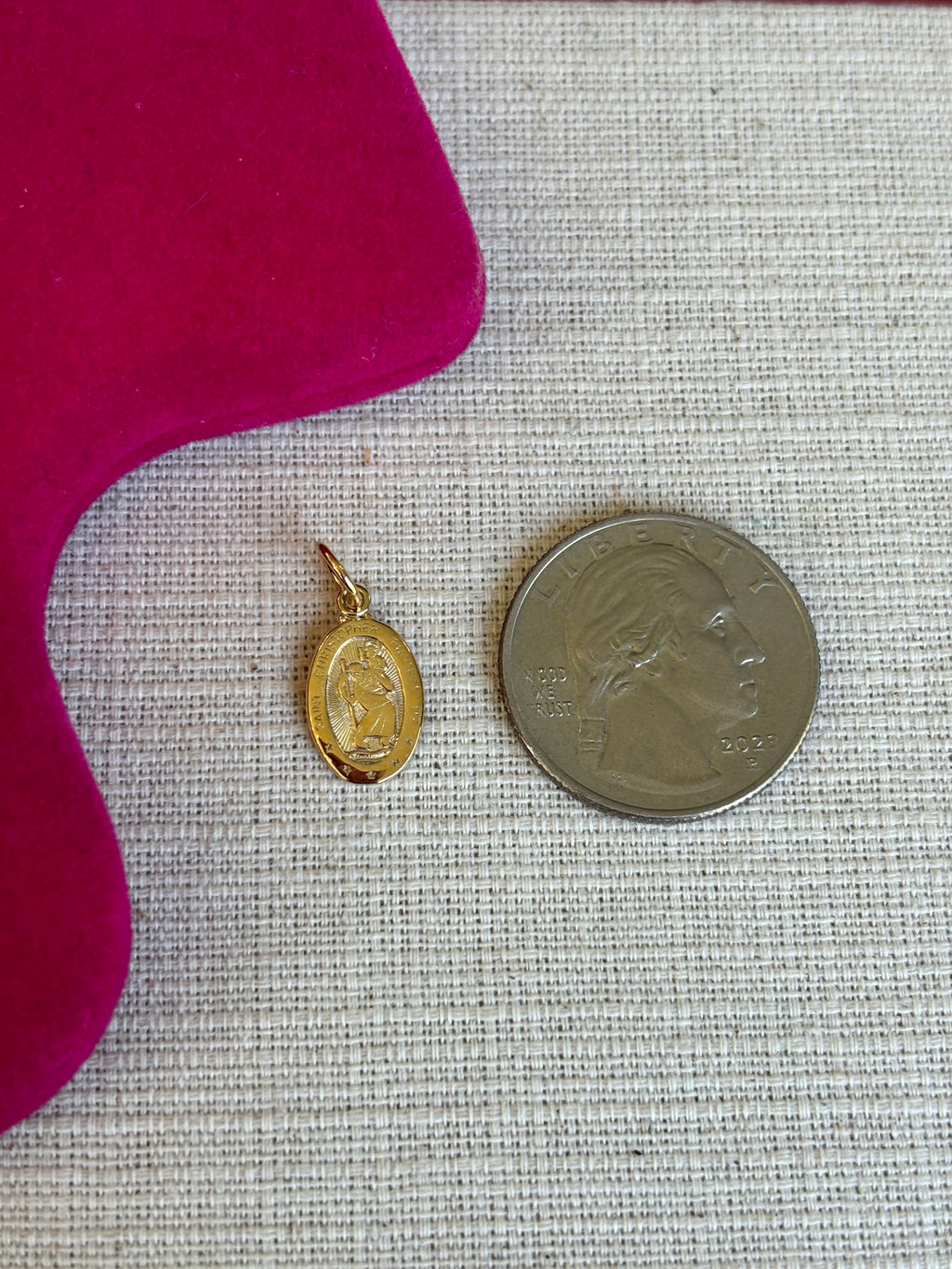 10k Small Oval Saint Christopher Charm