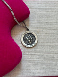 Sterling Silver 22 mm Round St. Luke Medal 24" Necklace