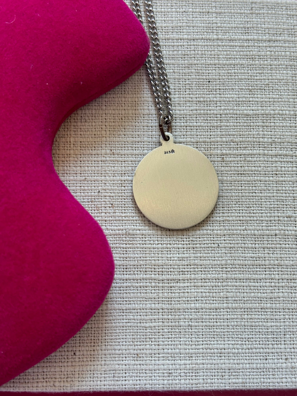Sterling Silver 22 mm Round St. Luke Medal 24" Necklace