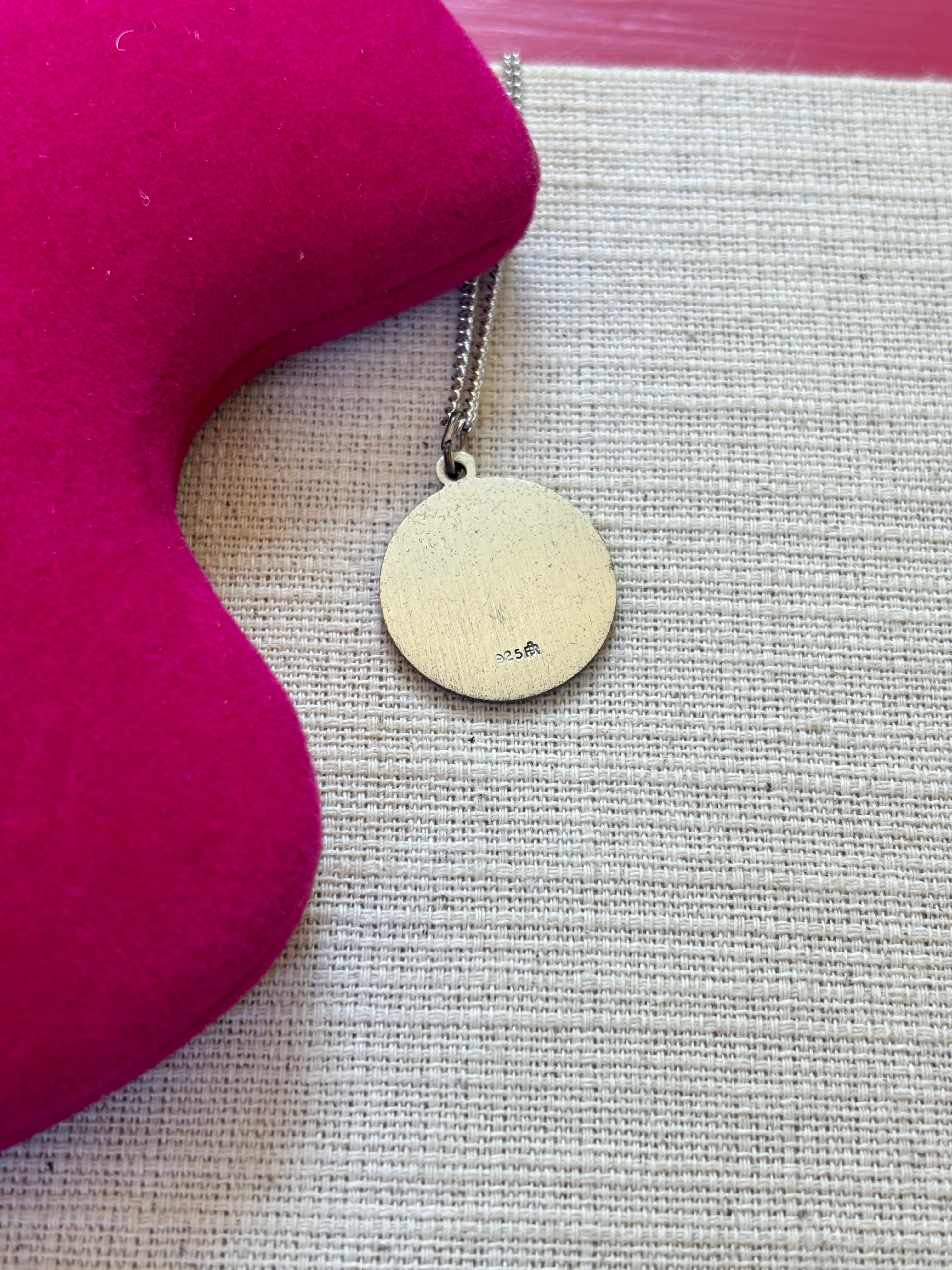 Sterling Silver 18 mm Round St. Luke Medal 18" Necklace