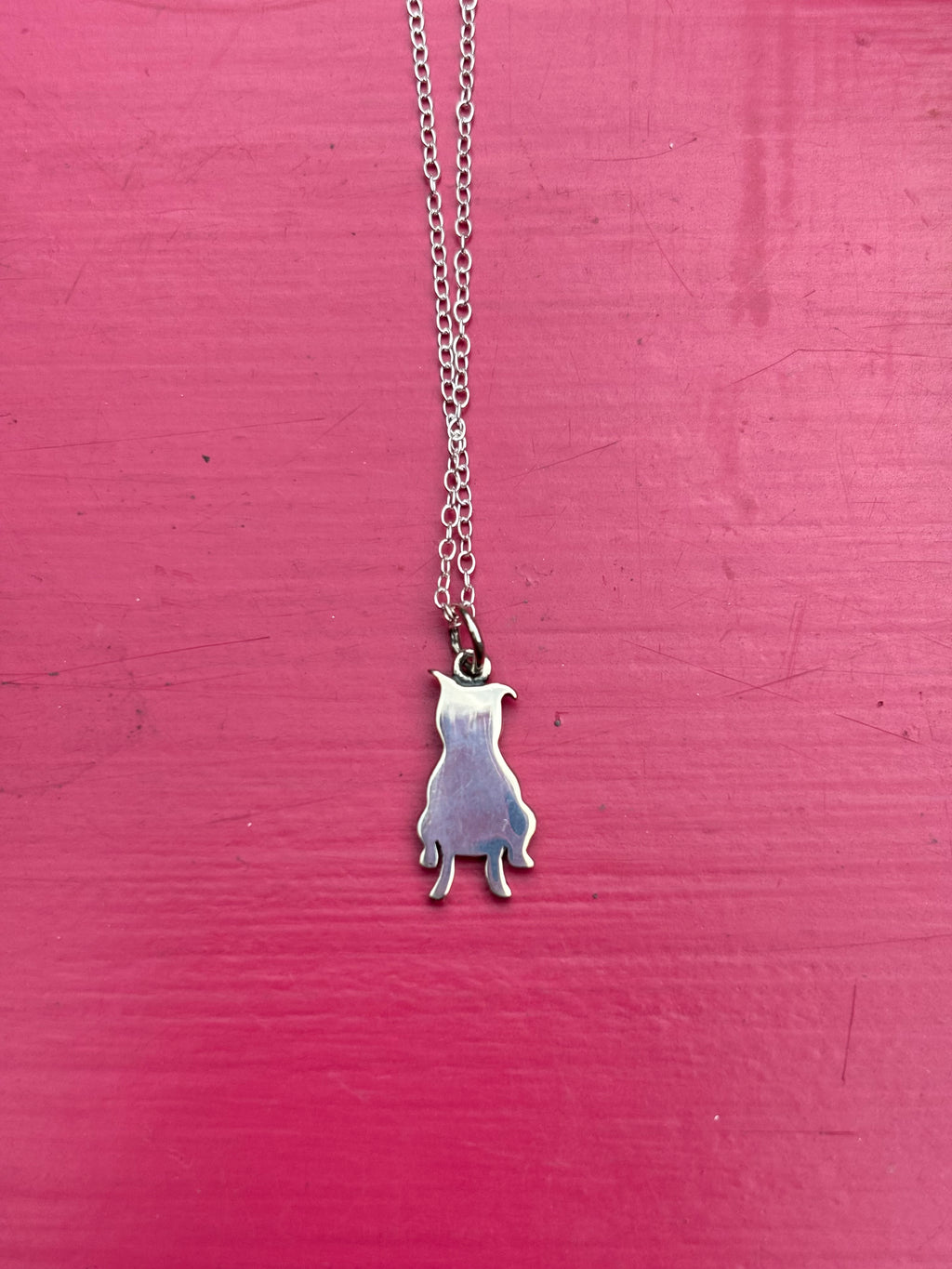 Sterling Silver Pitbull Charm Necklace