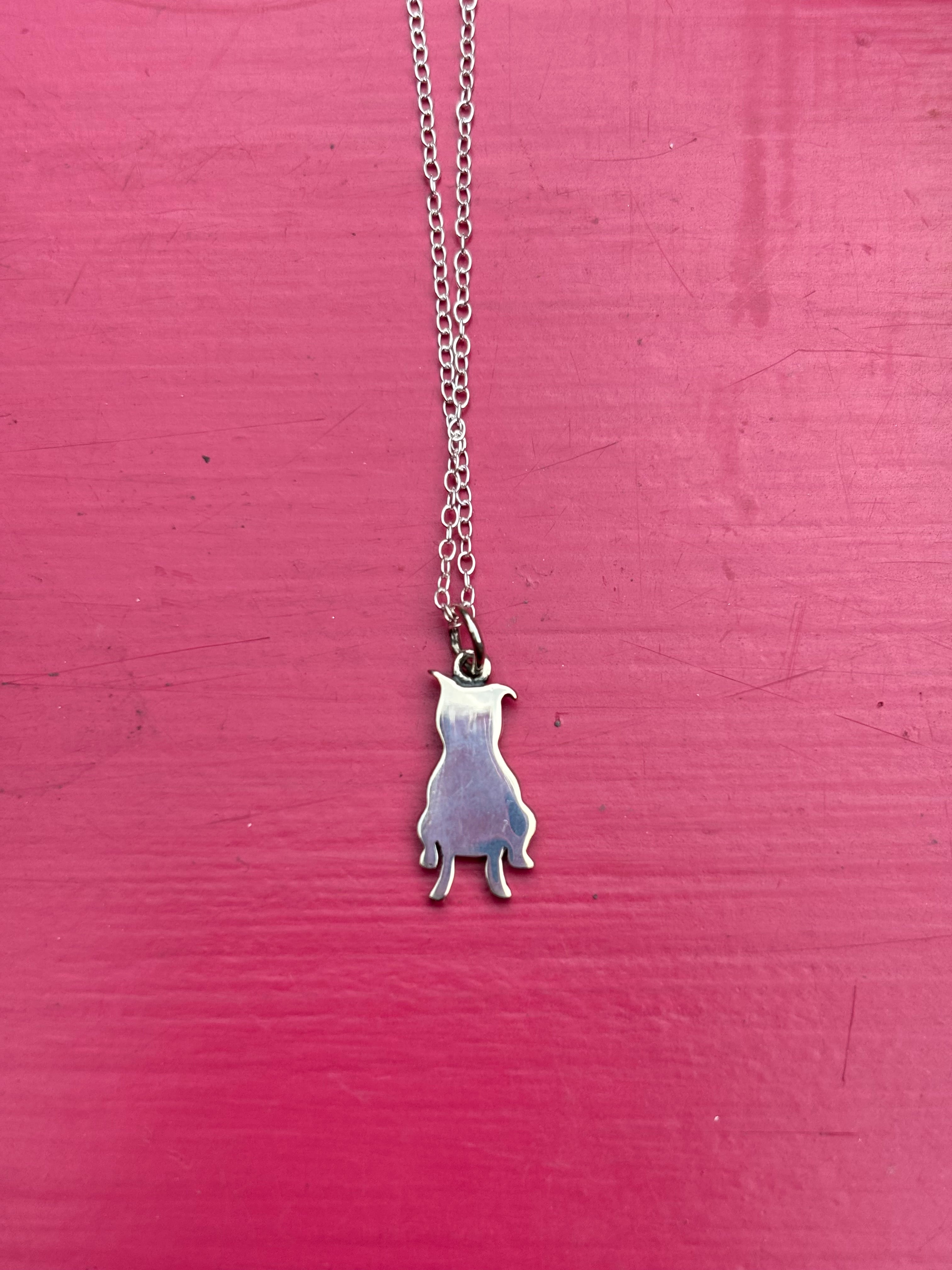 Sterling Silver Pitbull Charm Necklace