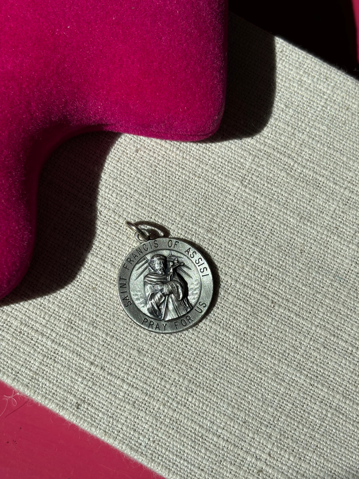 Sterling Silver 18 mm Round St. Francis of Assisi Medal