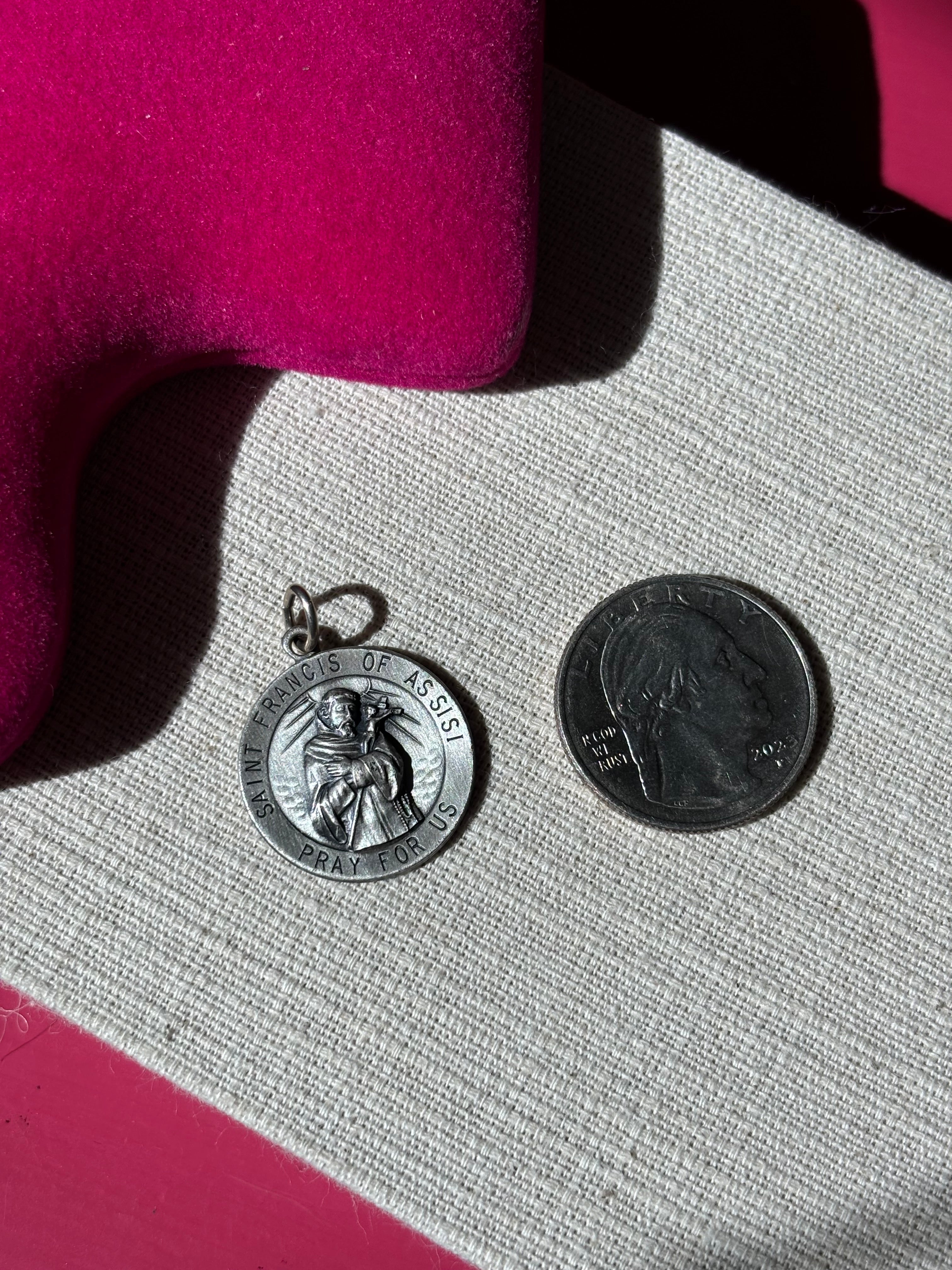 Sterling Silver 18 mm Round St. Francis of Assisi Medal