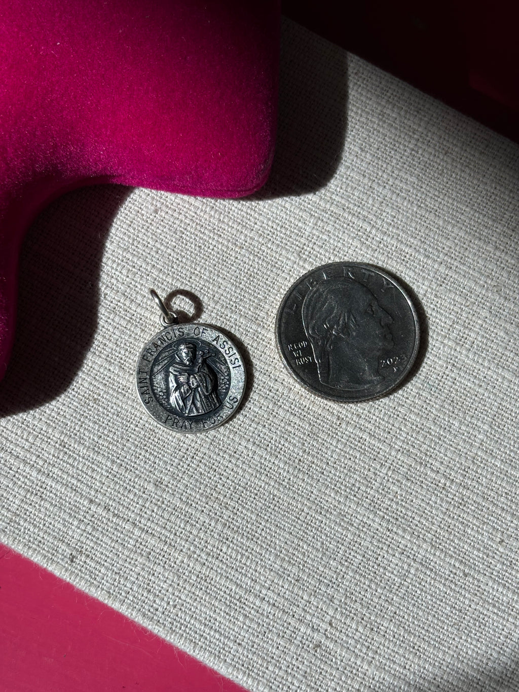 Sterling Silver 22 mm Round St. Francis of Assisi Medal