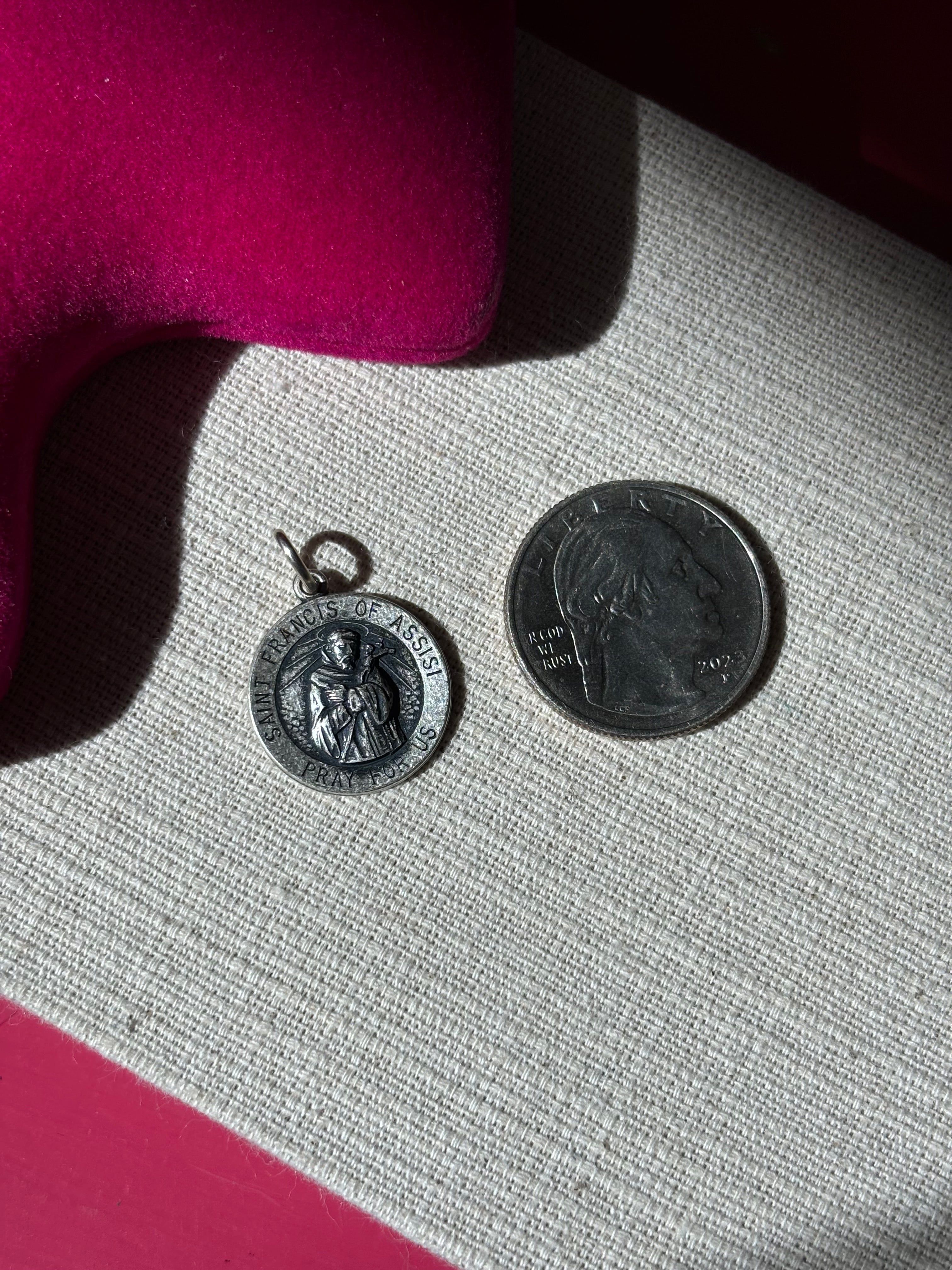 Sterling Silver 22 mm Round St. Francis of Assisi Medal