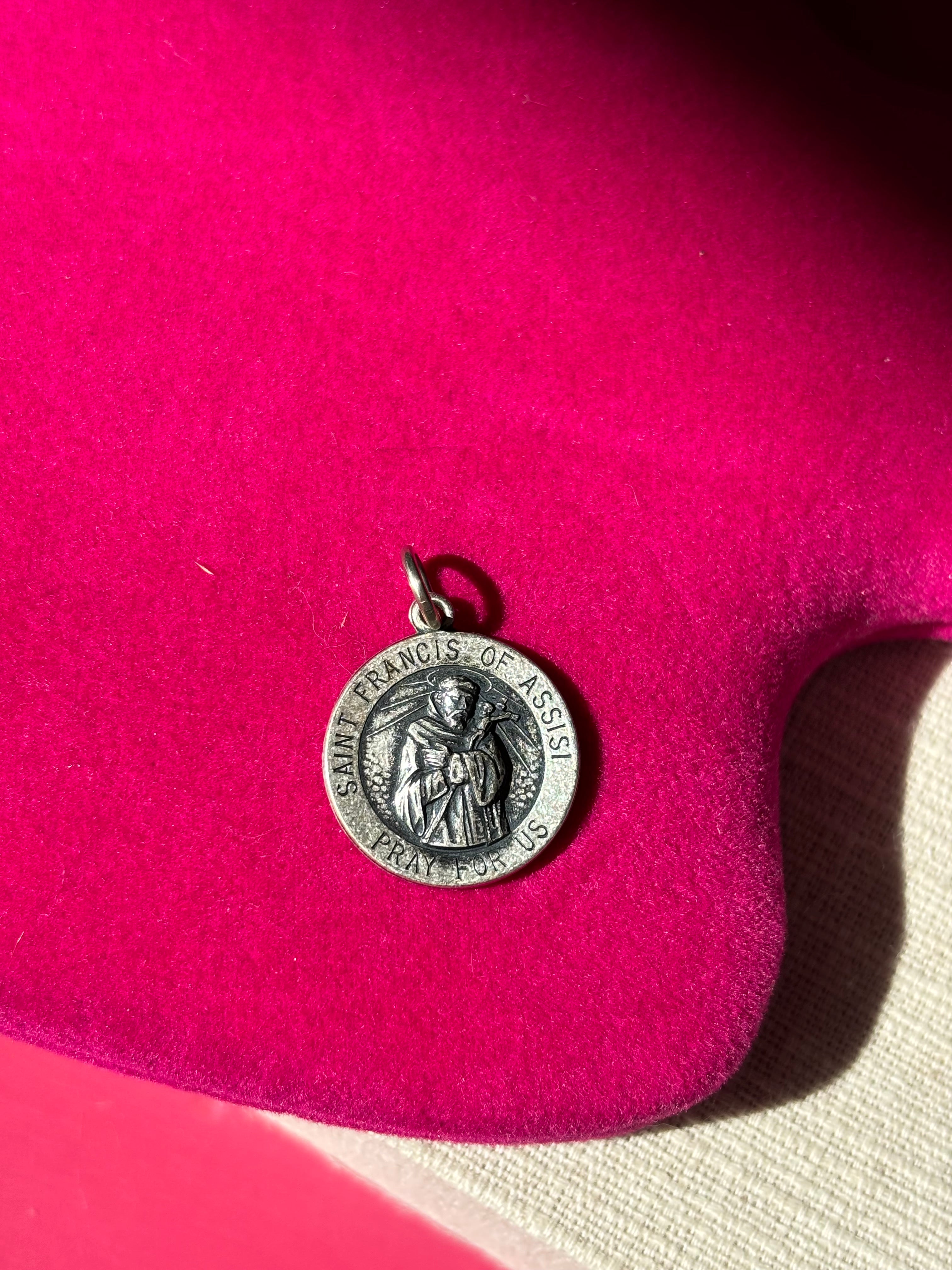 Sterling Silver 22 mm Round St. Francis of Assisi Medal