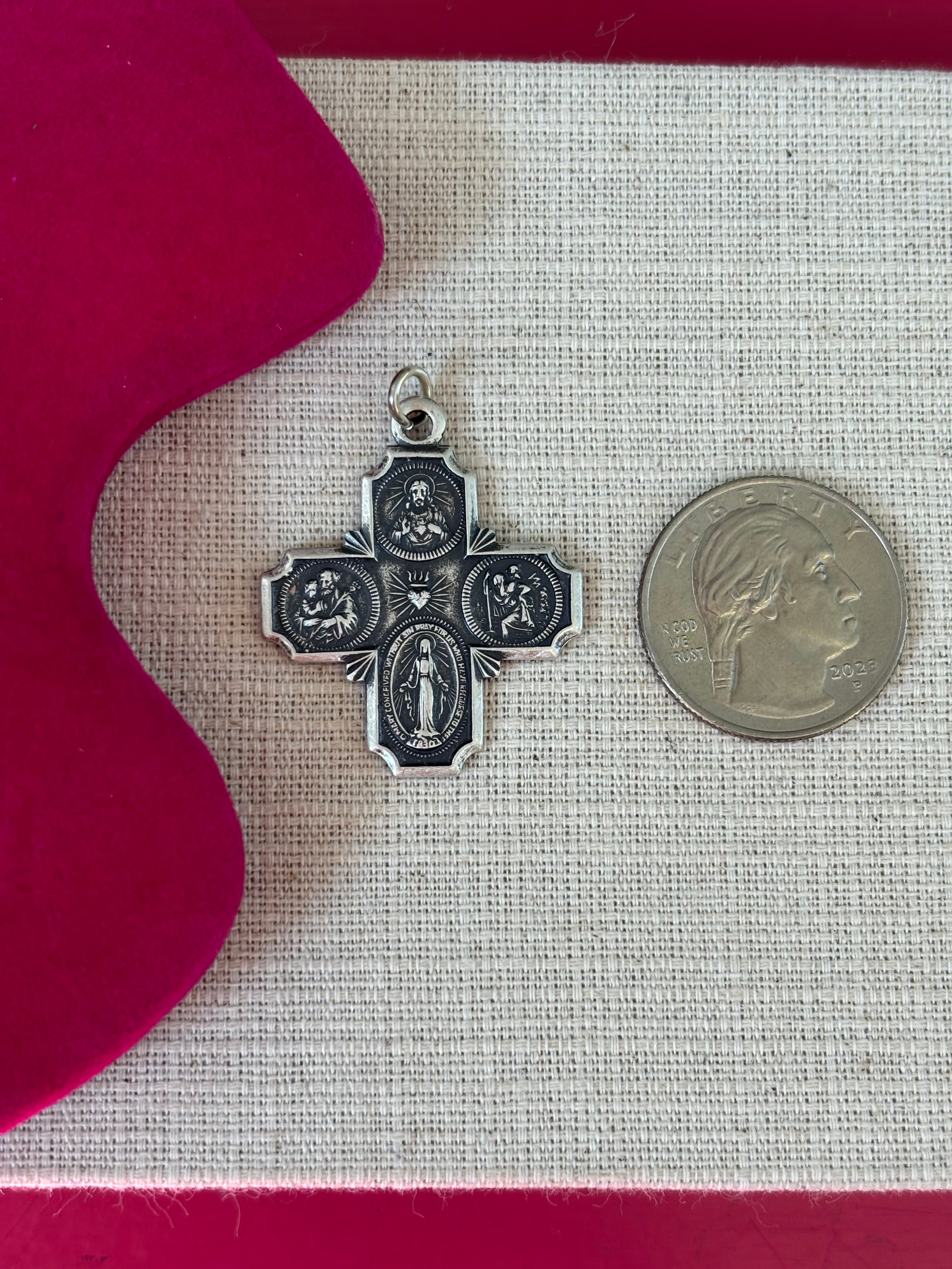 Sterling Silver 25x24 mm Four-Way Cross Medal