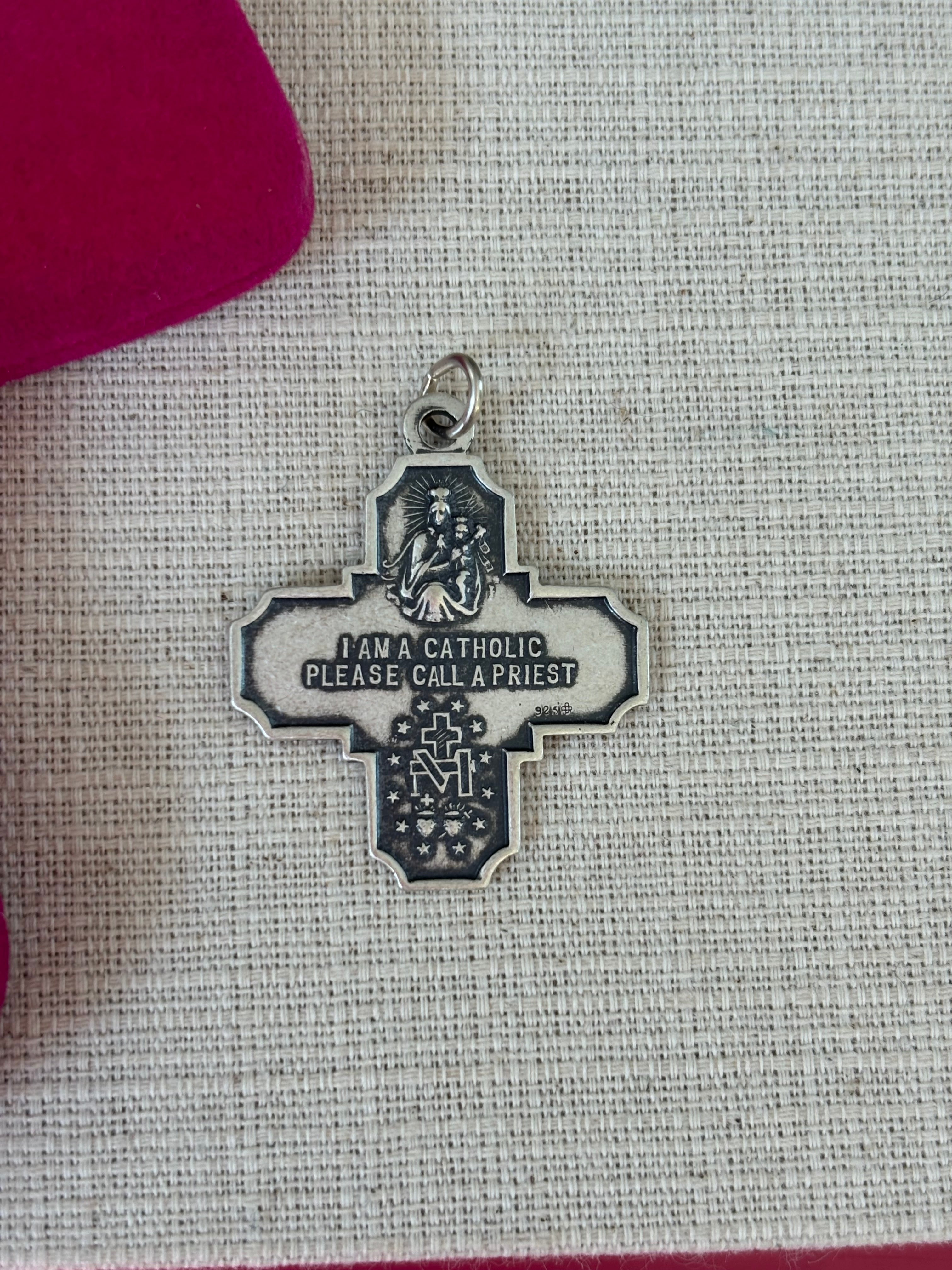Sterling Silver 25x24 mm Four-Way Cross Medal