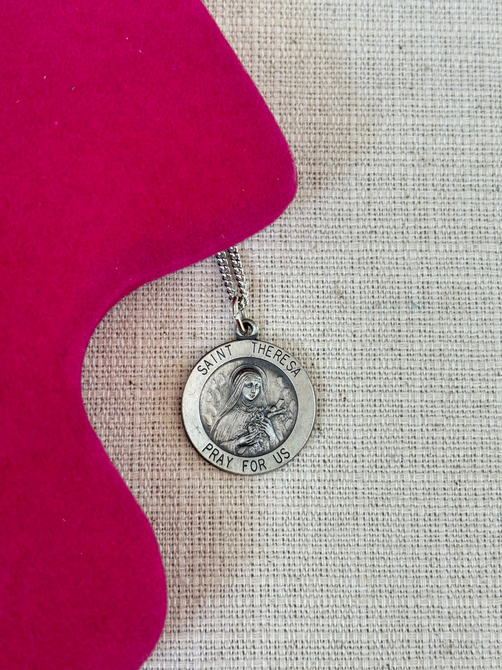 Sterling Silver 18 mm Round St. Theresa 18" Necklace