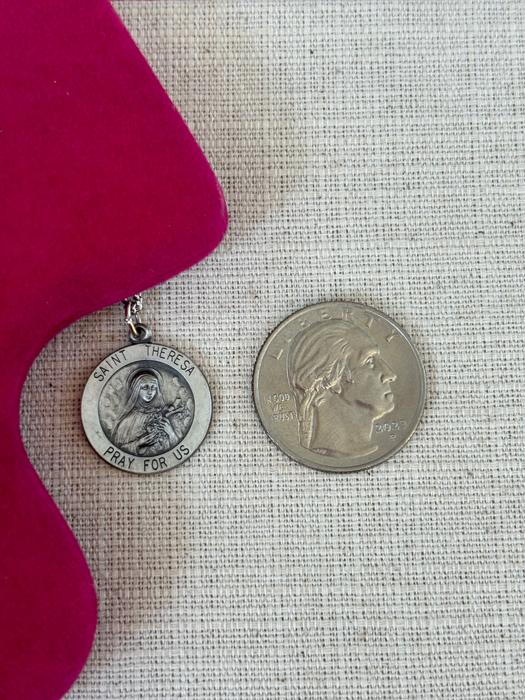 Sterling Silver 18 mm Round St. Theresa 18" Necklace