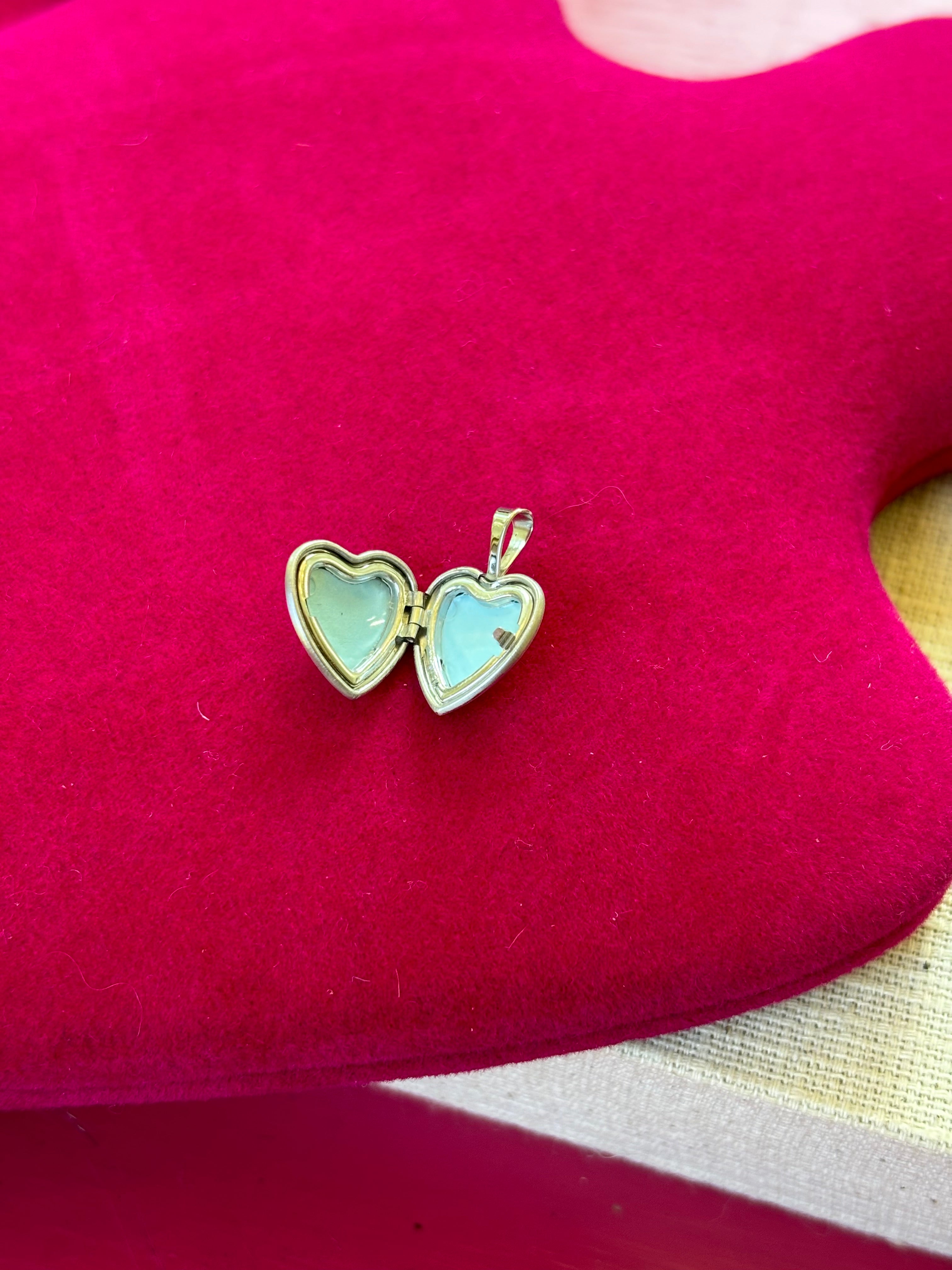 Sterling Silver Rhodium and Gold-plated and Diamond Angel 12mm Heart Locket