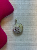 Sterling Silver 20mm Diamond Textured/Polished Footprints Round Locket