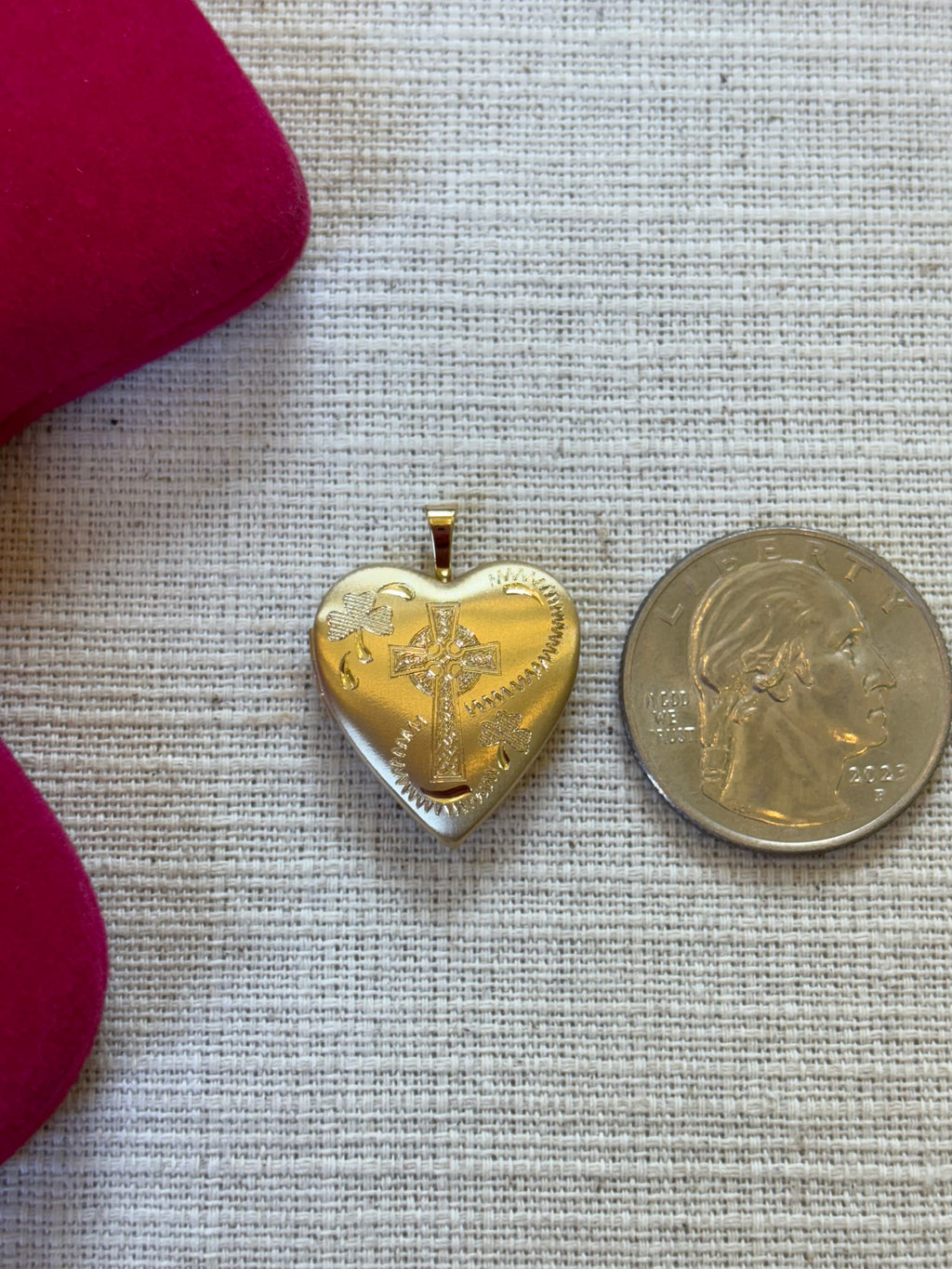 Sterling Silver Gold-plated Clover and Cross Heart Locket