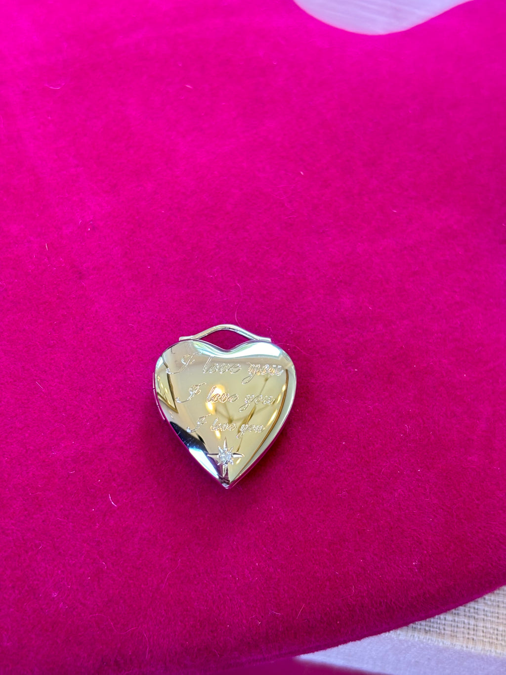 Sterling Silver Polished Diamond I Love You Heart Locket