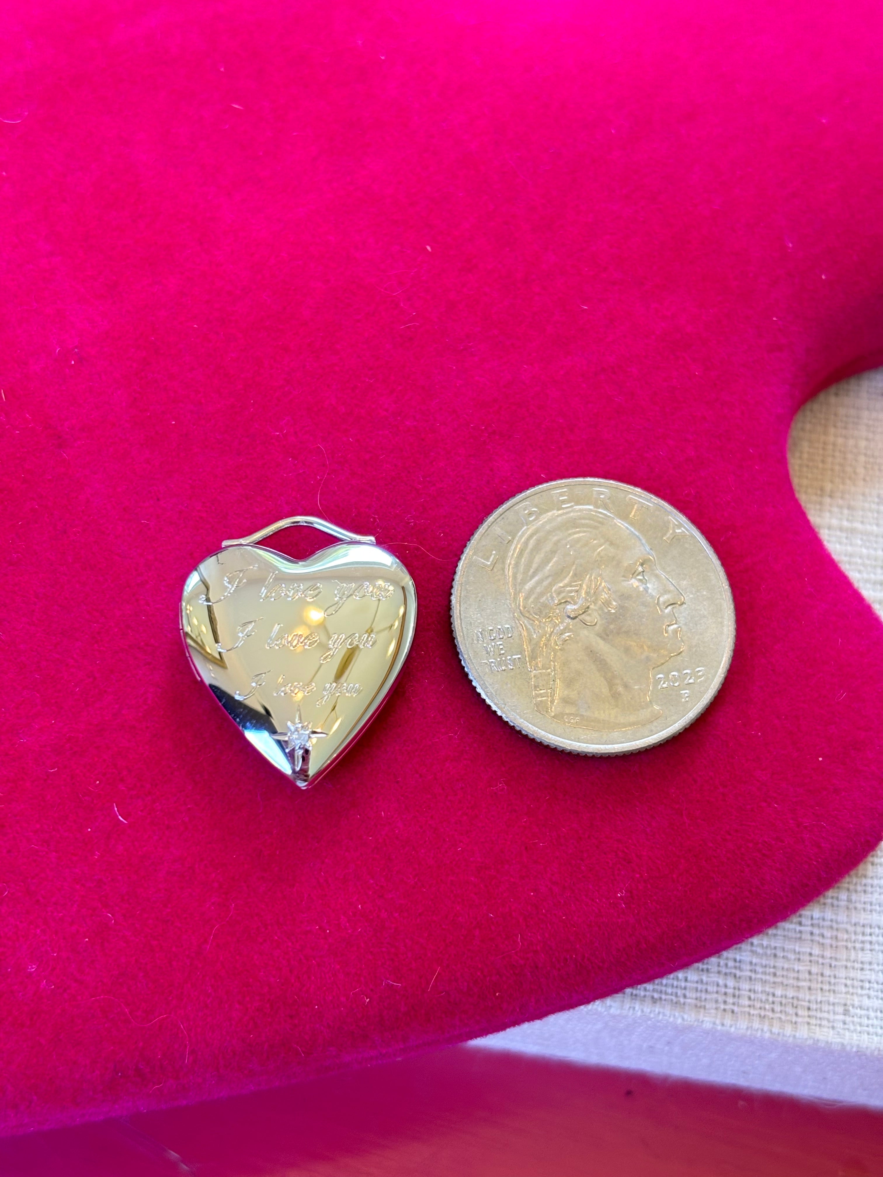 Sterling Silver Polished Diamond I Love You Heart Locket