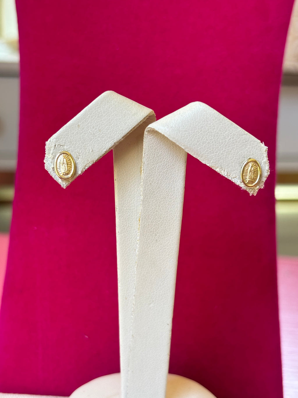 14k Polished Small Our Lady of Guadalupe Post Earrings