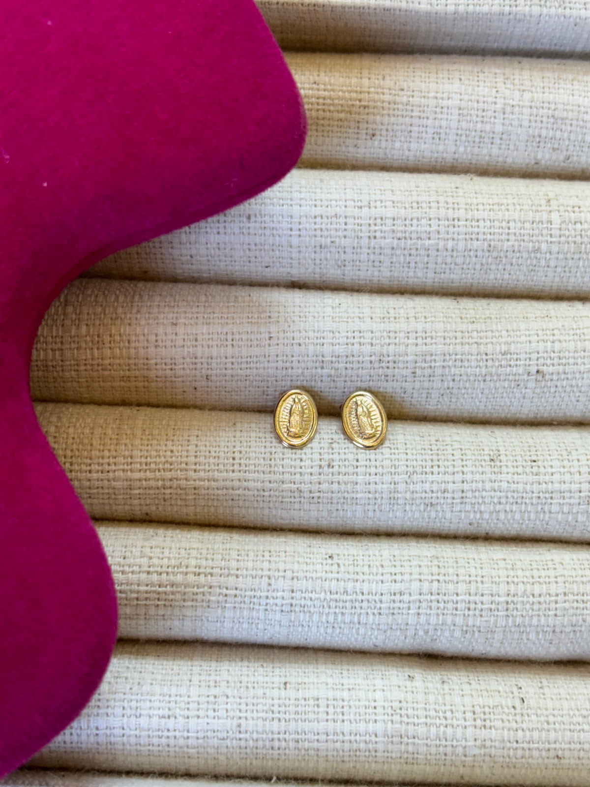14k Polished Small Our Lady of Guadalupe Post Earrings