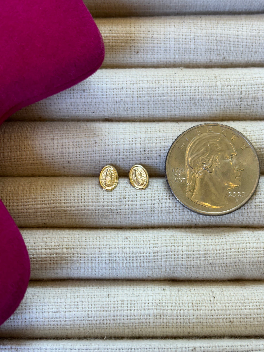 14k Polished Small Our Lady of Guadalupe Post Earrings