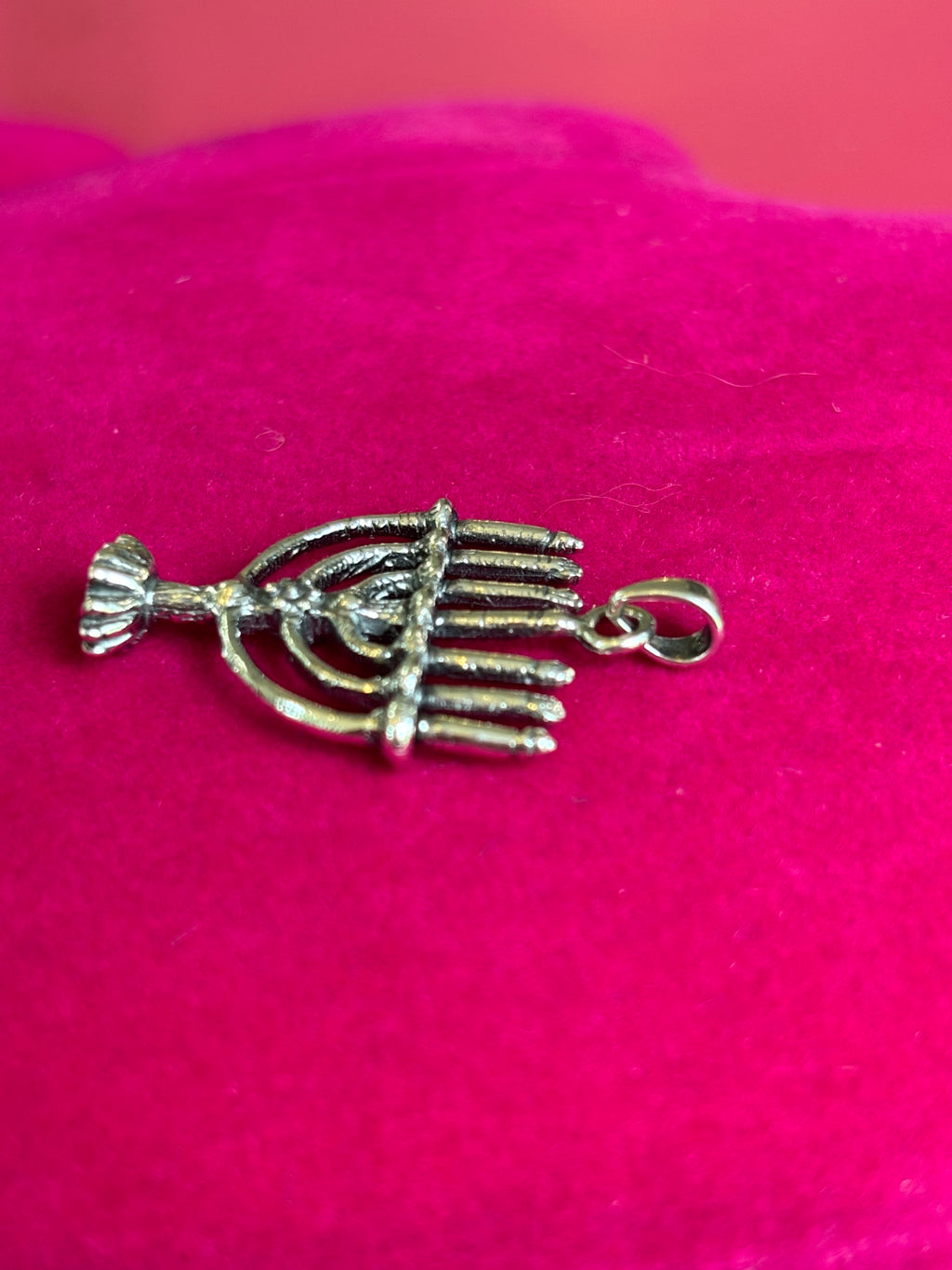 Sterling Silver Antiqued Menorah Charm