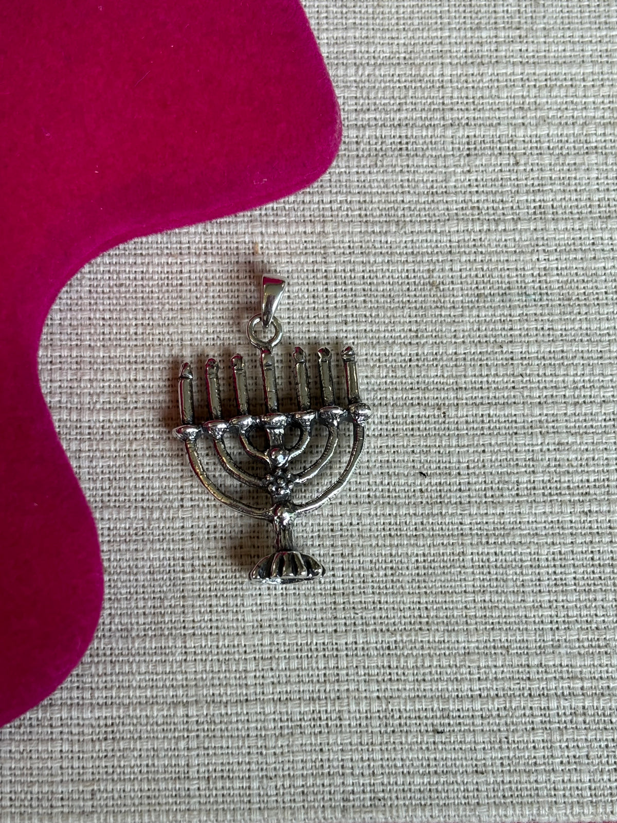 Sterling Silver Antiqued Menorah Charm