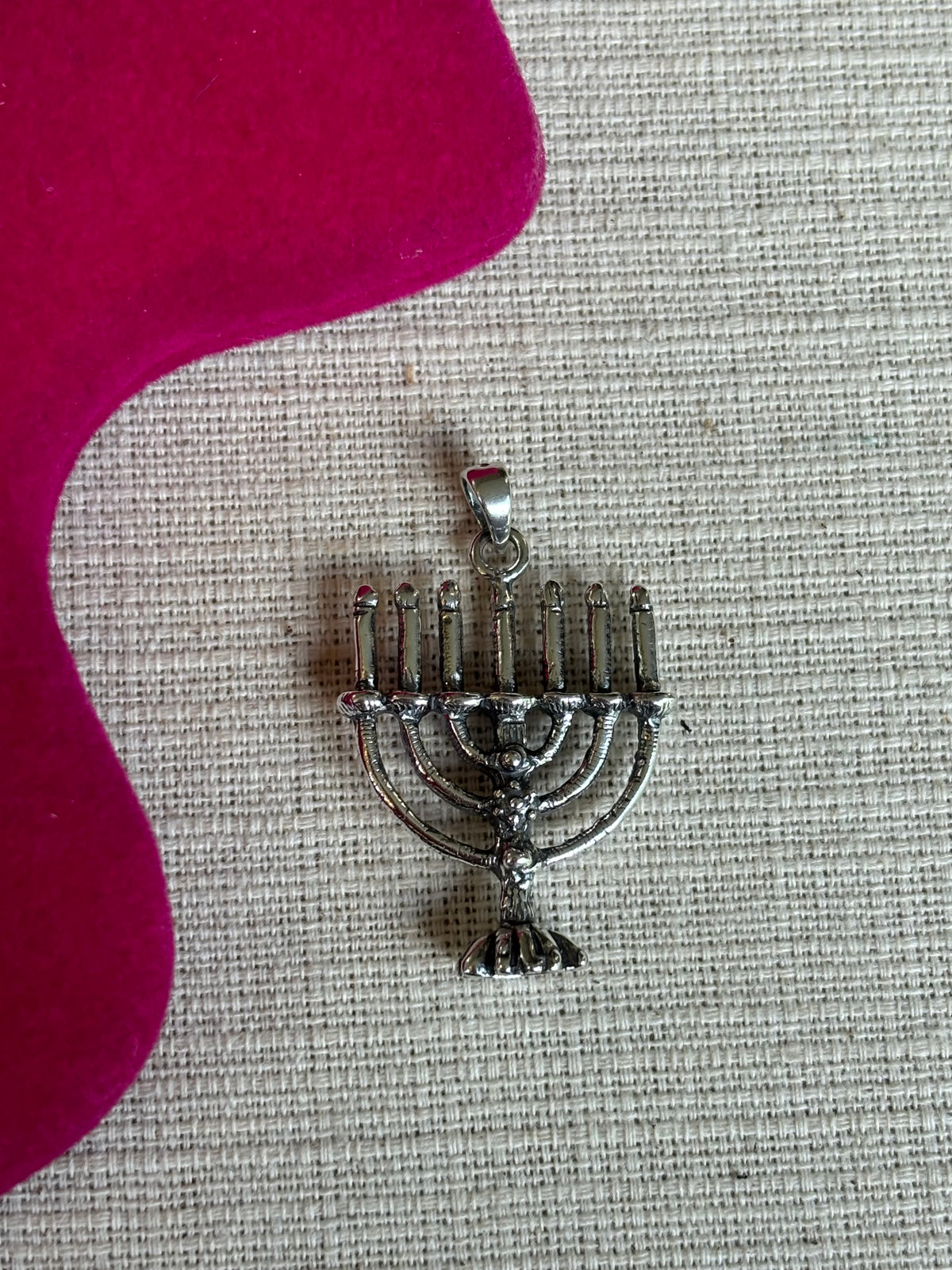 Sterling Silver Antiqued Menorah Charm