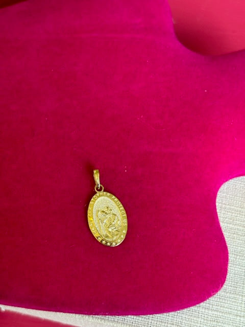 10k Oval Saint Christopher Medal Pendant