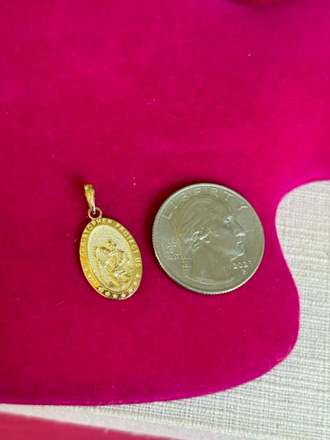 10k Oval Saint Christopher Medal Pendant