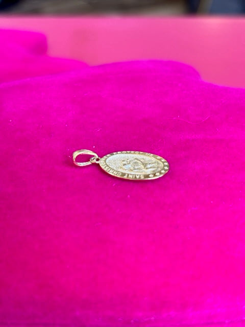 10k Oval Saint Christopher Medal Pendant