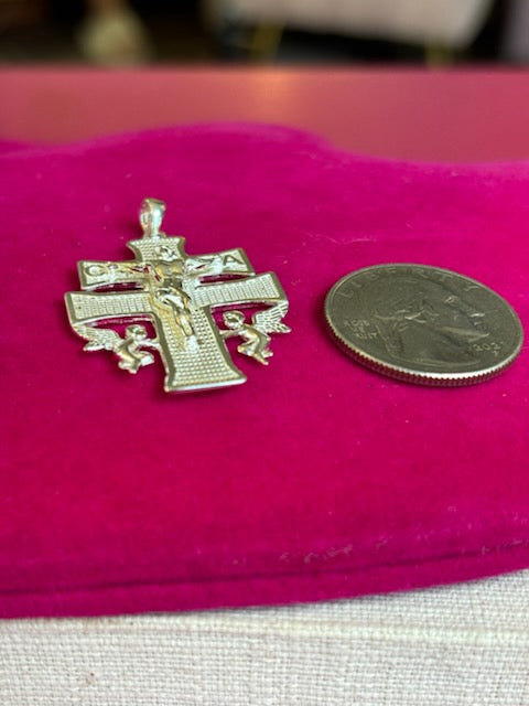 Sterling Silver Polished Large Caravaca INRI Crucifix Cross Pendant