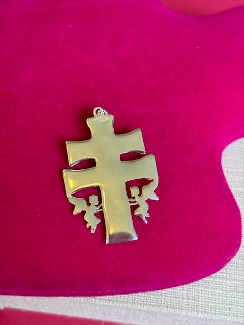 Sterling Silver Polished Large Caravaca INRI Crucifix Cross Pendant