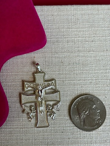 Sterling Silver Polished Large Caravaca INRI Crucifix Cross Pendant