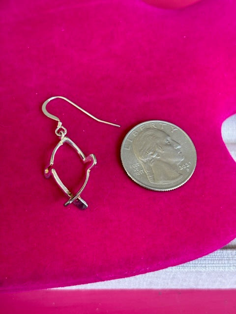 Sterling Silver Polished Cross Ichthus Dangle Earrings