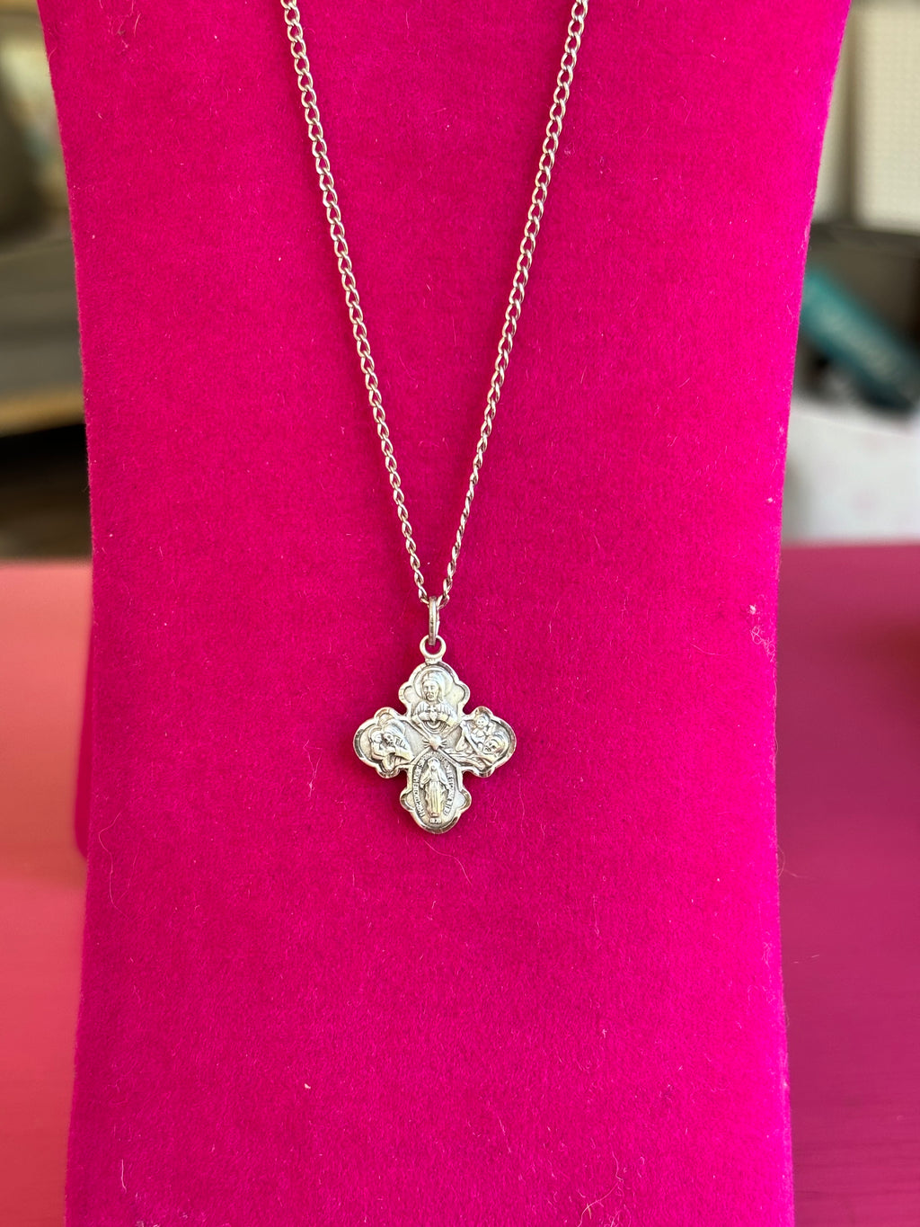 Sterling Silver 21x17.2 mm Four-Way Cross 18" Necklace
