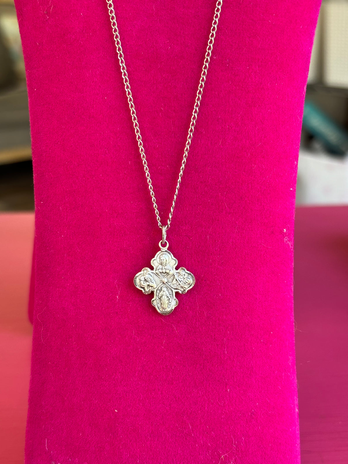 Sterling Silver 21x17.2 mm Four-Way Cross 18" Necklace