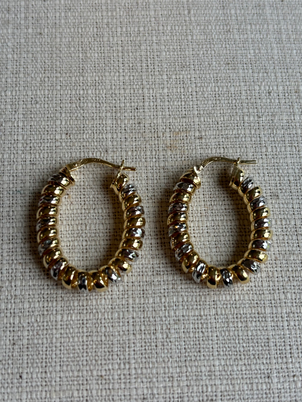 Sterling Silver and 18K Gold-plated Fusilli Coil Wrapped Oval Hoop Earrings