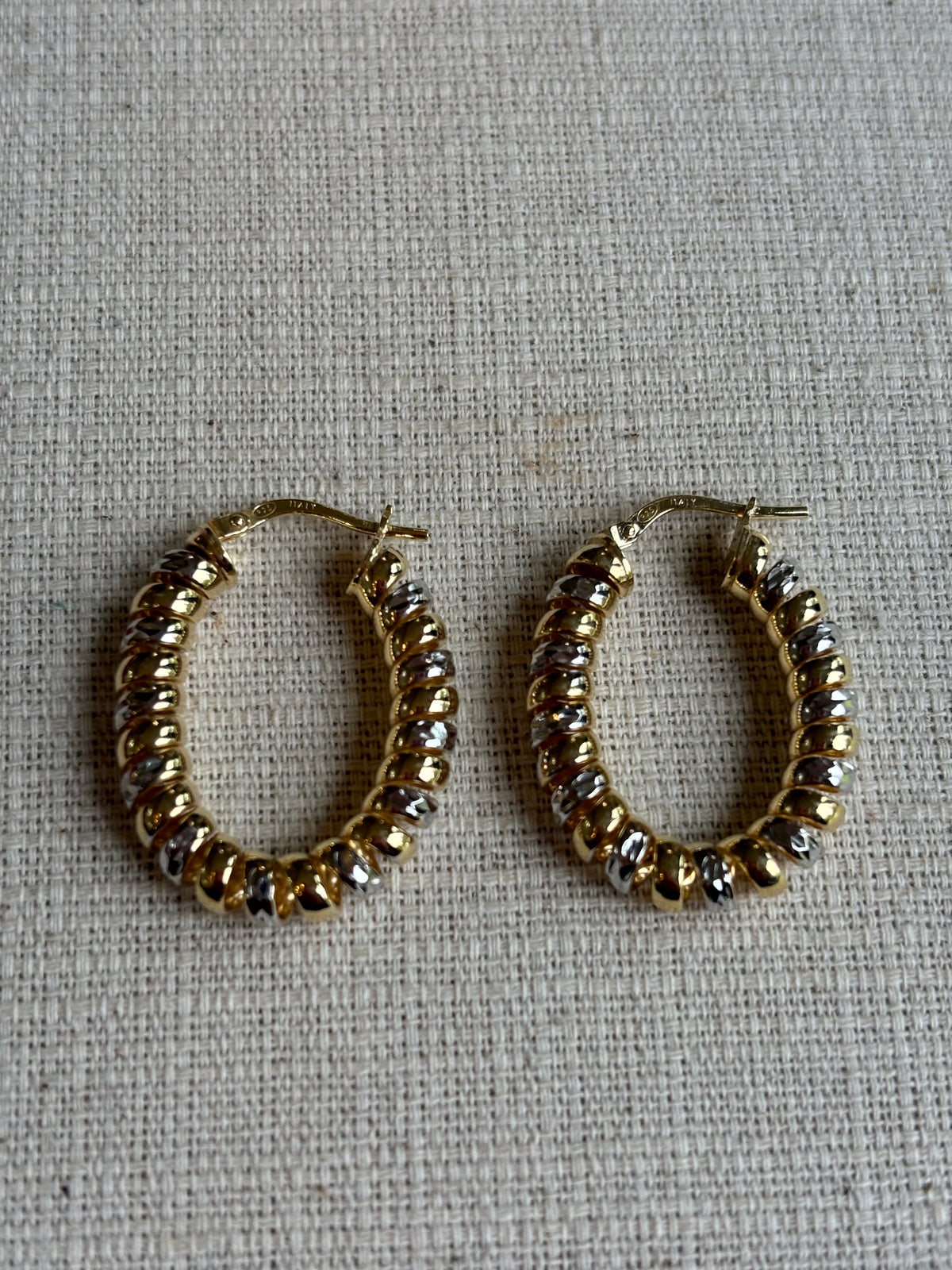 Sterling Silver and 18K Gold-plated Fusilli Coil Wrapped Oval Hoop Earrings