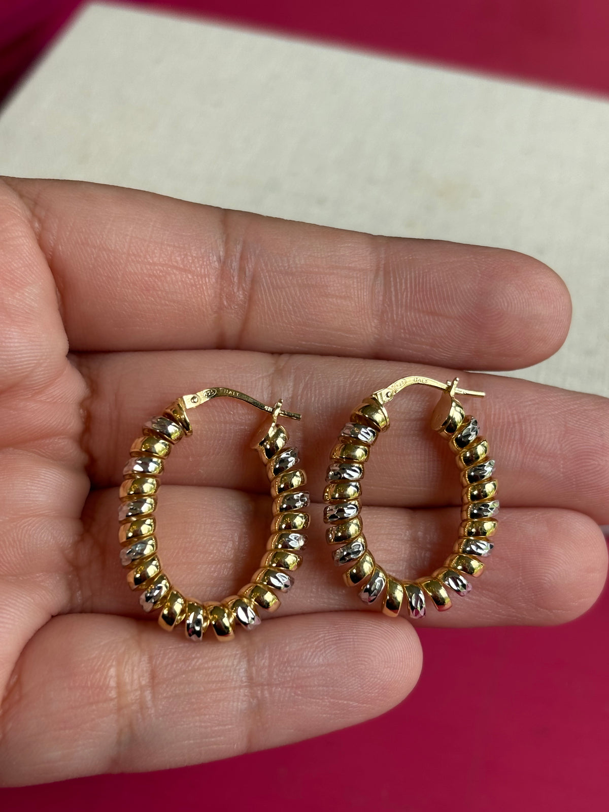 Sterling Silver and 18K Gold-plated Fusilli Coil Wrapped Oval Hoop Earrings