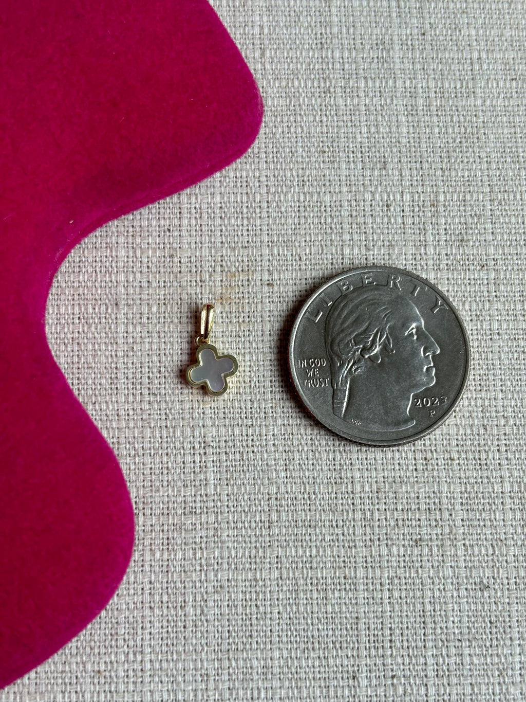 10K Polished Mother of Pearl Clover Pendant