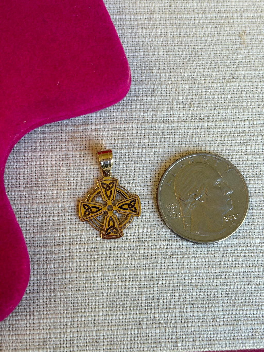 14K Celtic Cross Charm