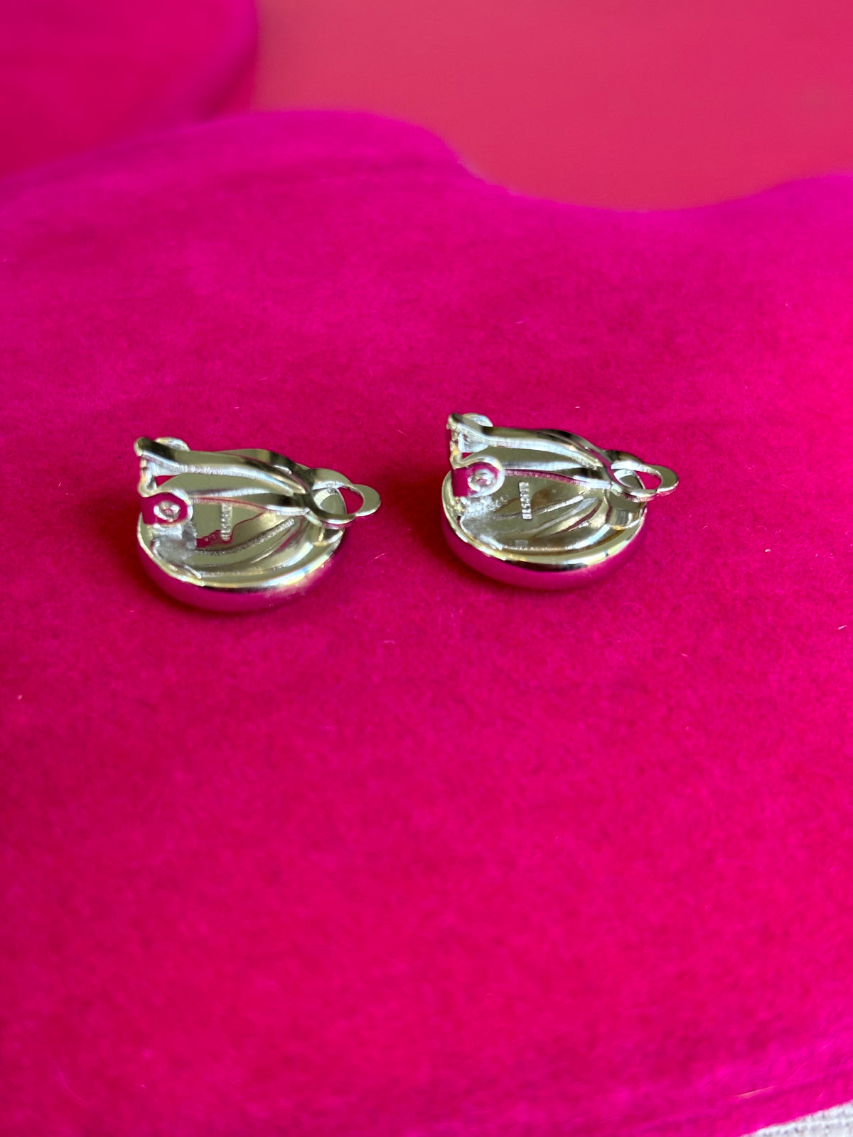 Sterling Silver Rhodium Plated Mother of Pearl Round Non-Pierced Earrings