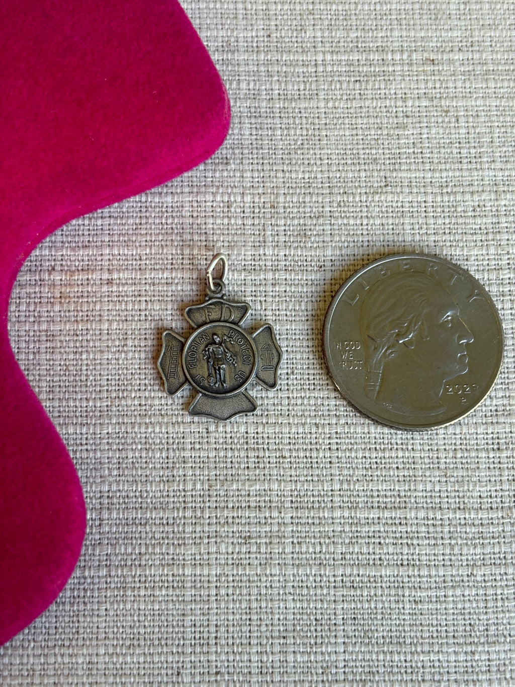 Sterling Silver 25 mm St. Florian Medal Pendant