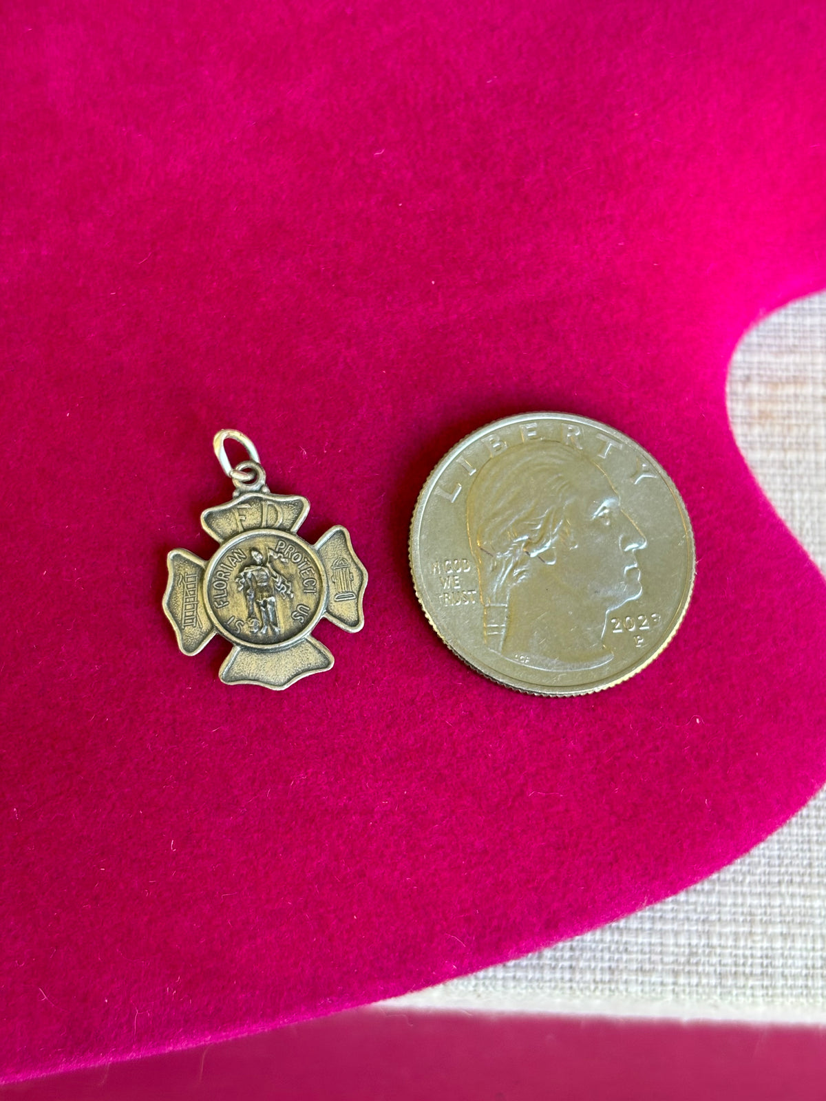 Sterling Silver 25 mm St. Florian Medal Pendant