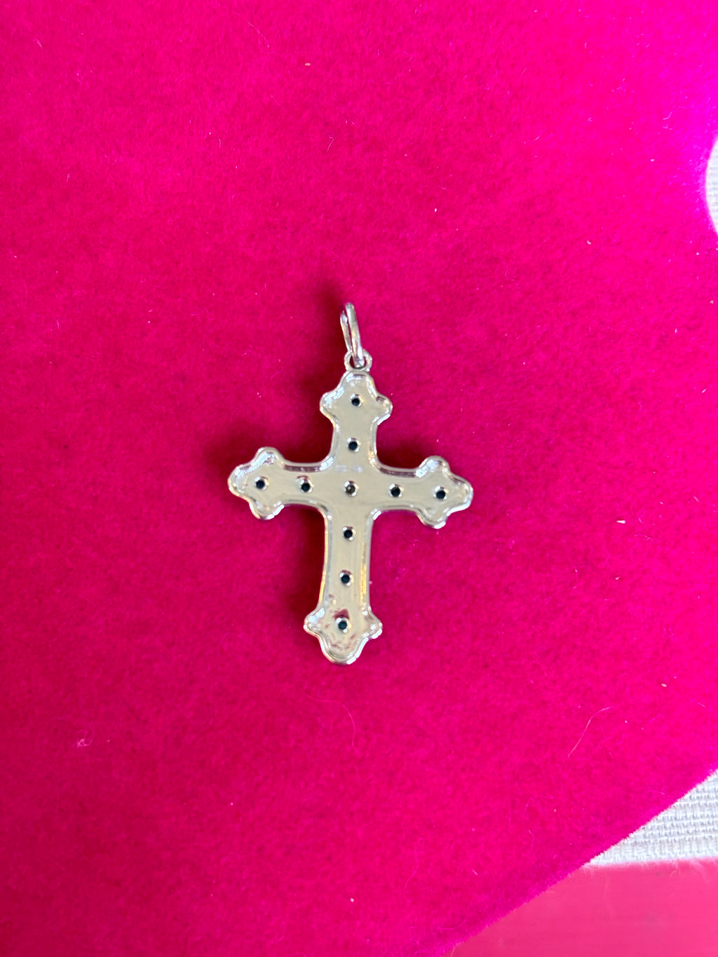 14k White Gold Turquoise and White Topaz Cross Pendant