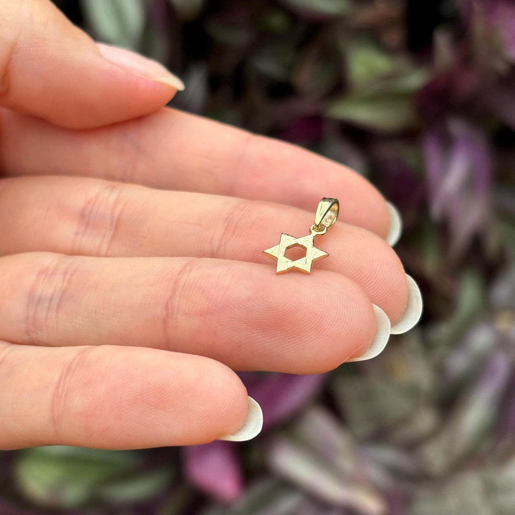10k Gold Judica Star of David Magan Swirl Star Charm Pendant