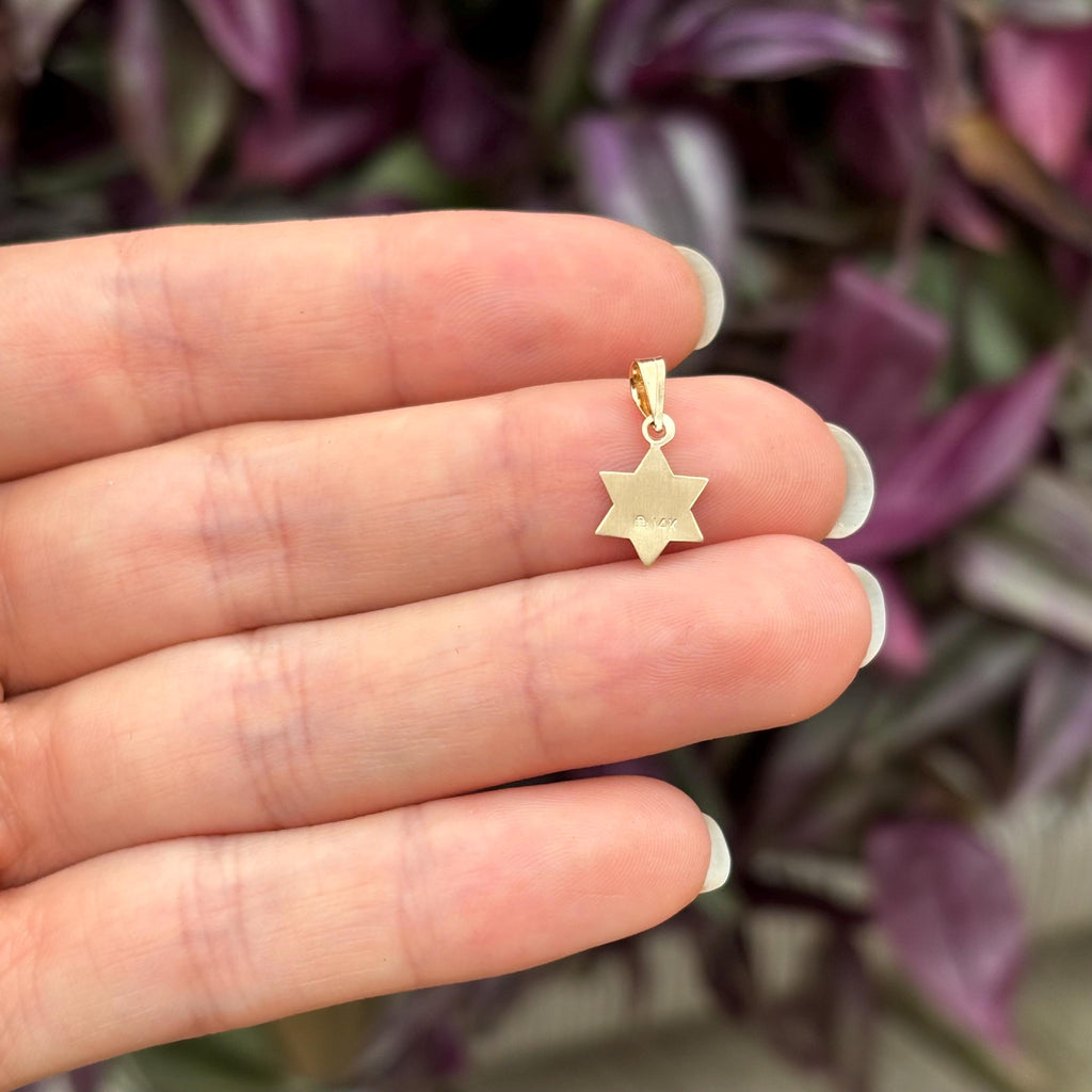14k Gold Blue Judica Star of David Magan Star Charm Pendant