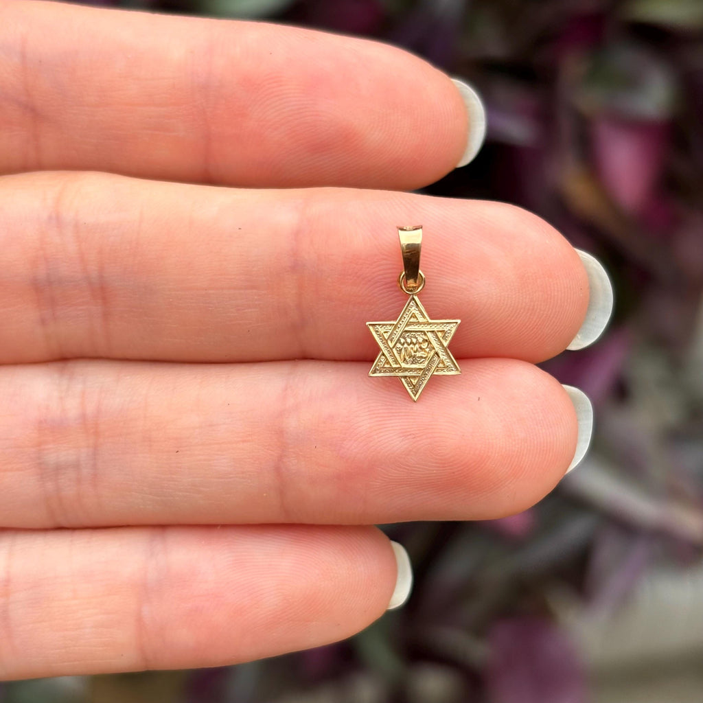 14k Gold Judica Star of David Magan Star Charm Pendant