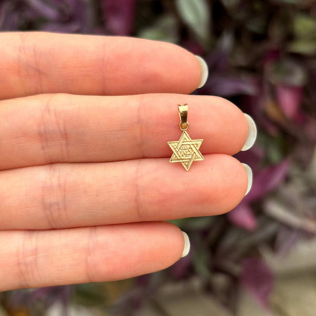 14k Gold Judica Star of David Magan Star Charm Pendant