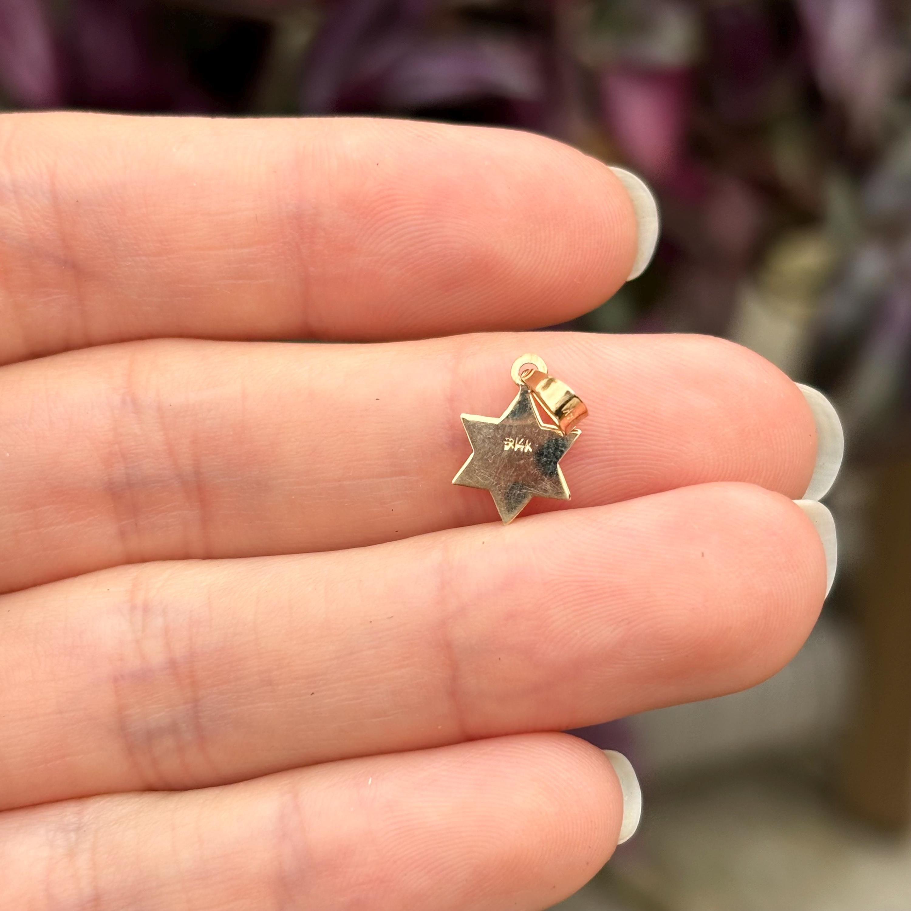 14k Gold Judica Star of David Magan Star Charm Pendant